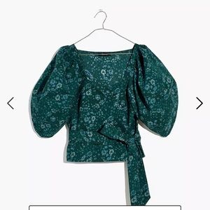 Madewell Seersucker Sweetheart Wrap Top